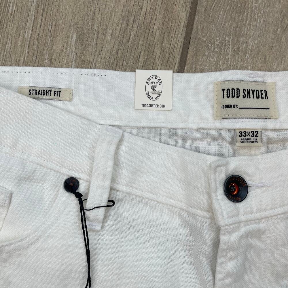 Todd Snyder NWT White Vintage Straight Fit 5-Pocket Linen Pants Men's 33/32 - Picture 11 of 14
